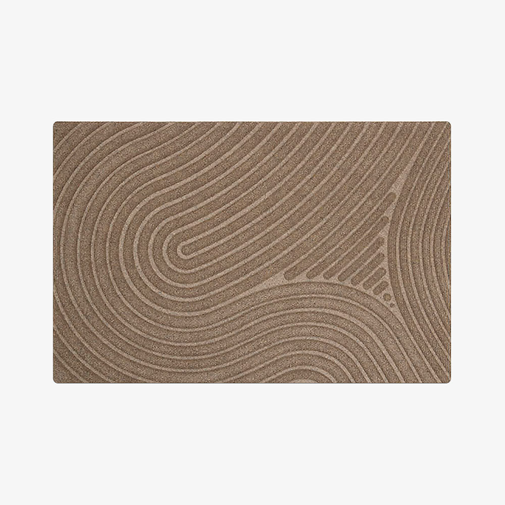 WaterHog All-Weather Indoor Outdoor Floor Mat in Camel Color with Fingerprint Pattern, Size 60x90 cm